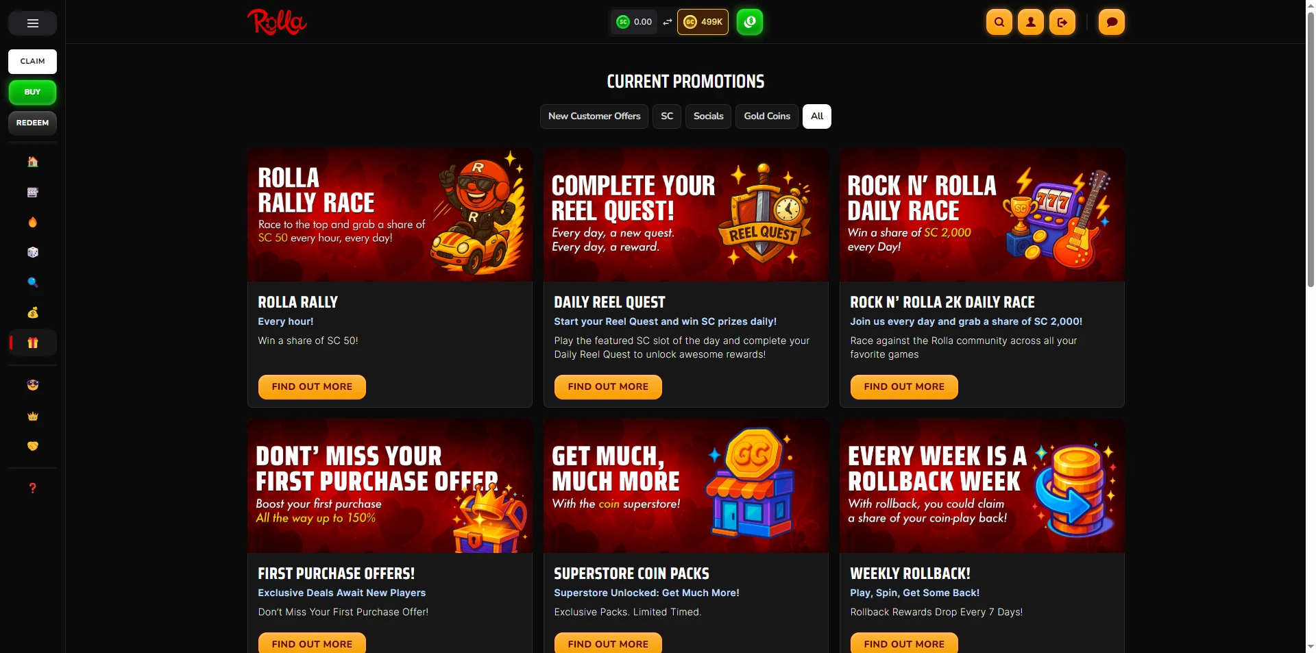 Rolla Sweepstakes Casino Ongoing Promotions 2026