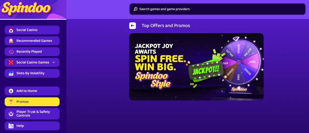 Spindoo Sweepstakes Casino Promotions
