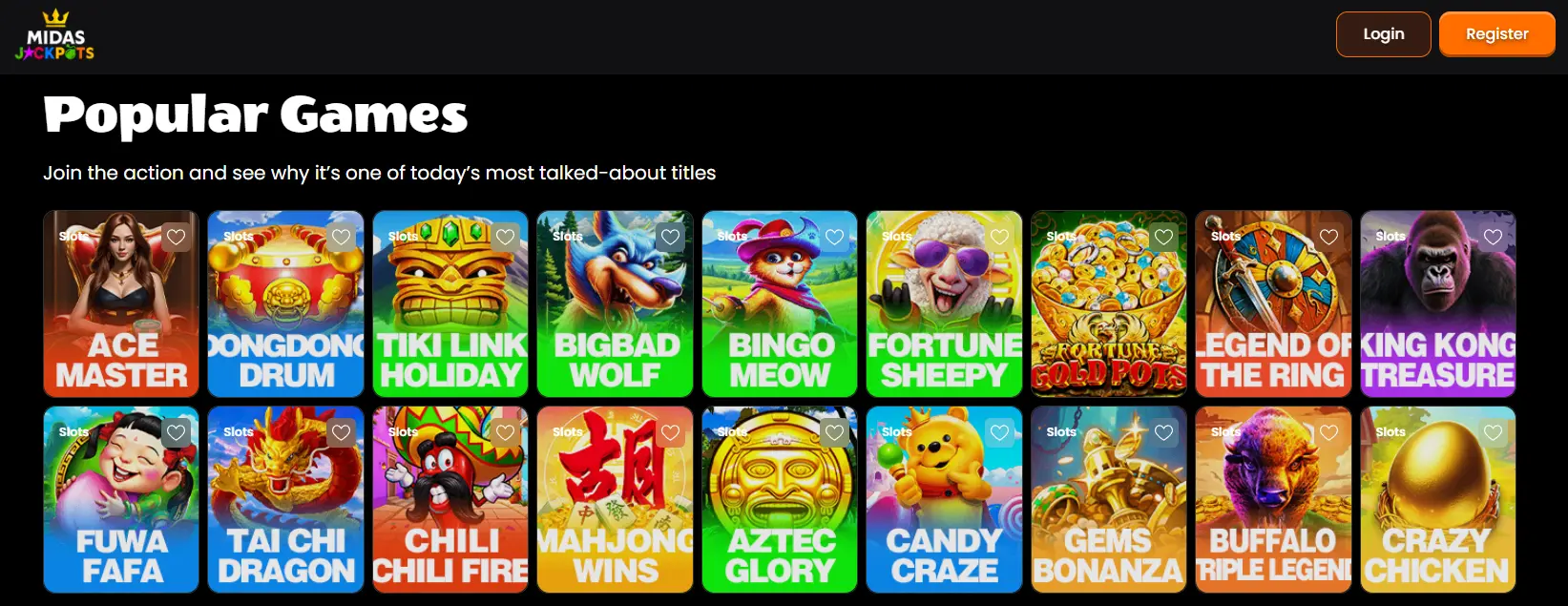 midas jackpots games