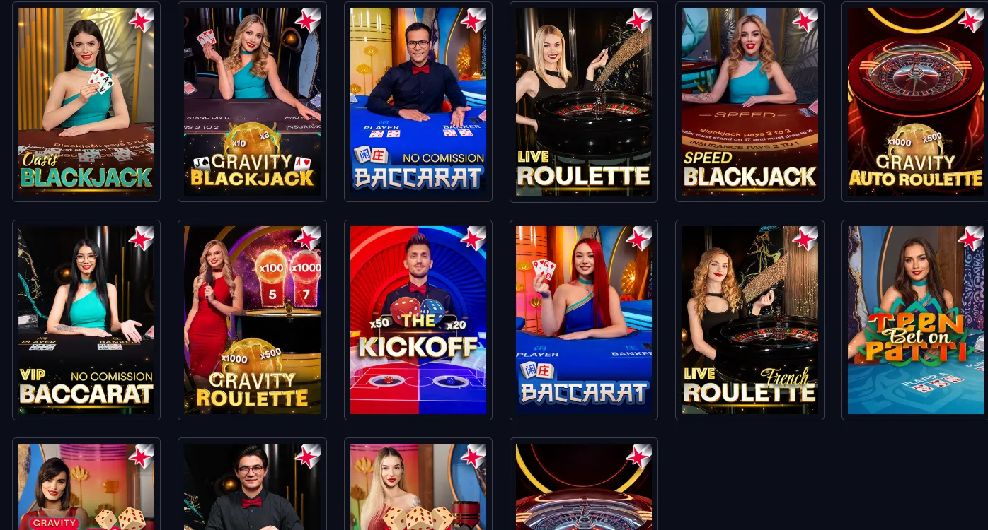 live dealer games at Sweeper Casino