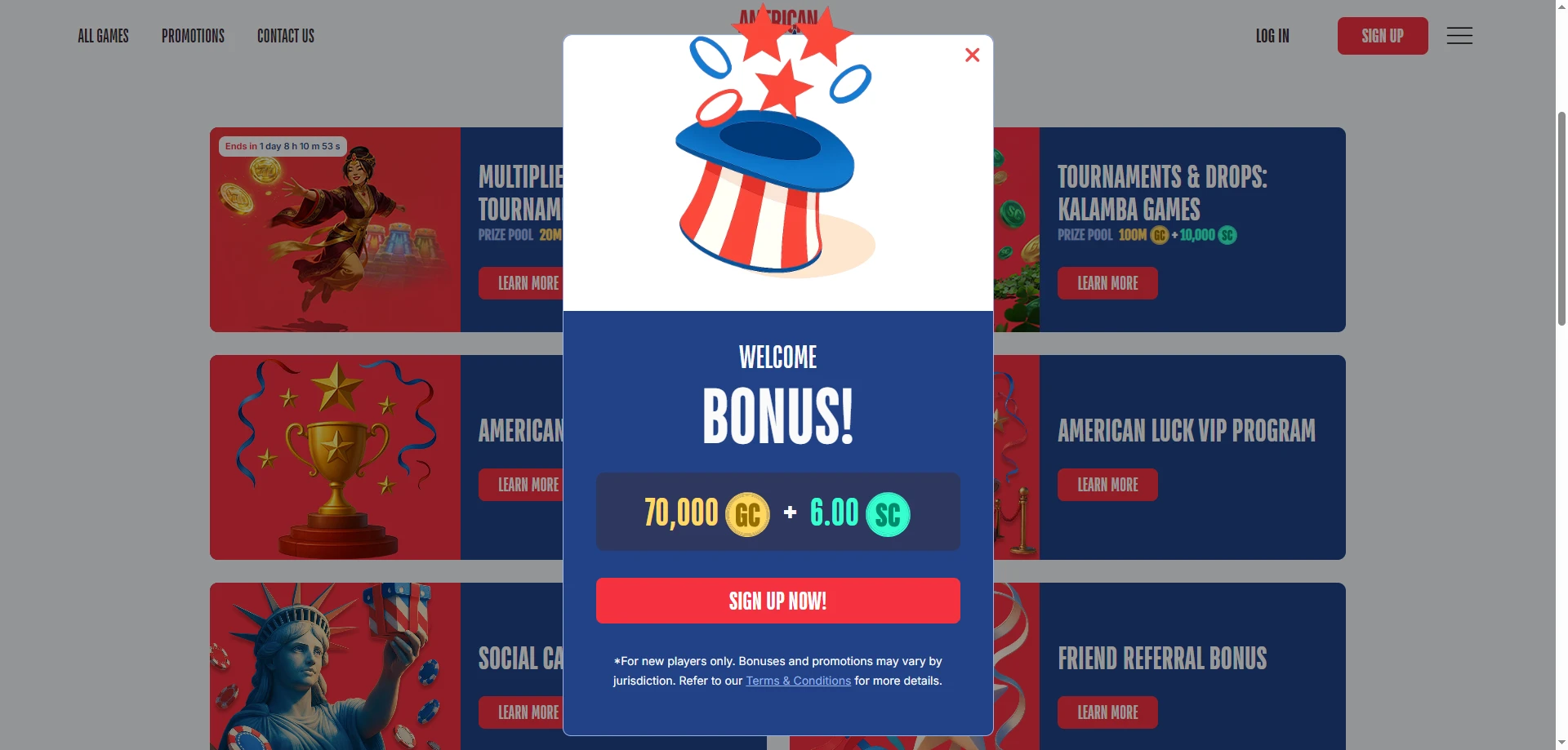 American Luck Signup Bonus