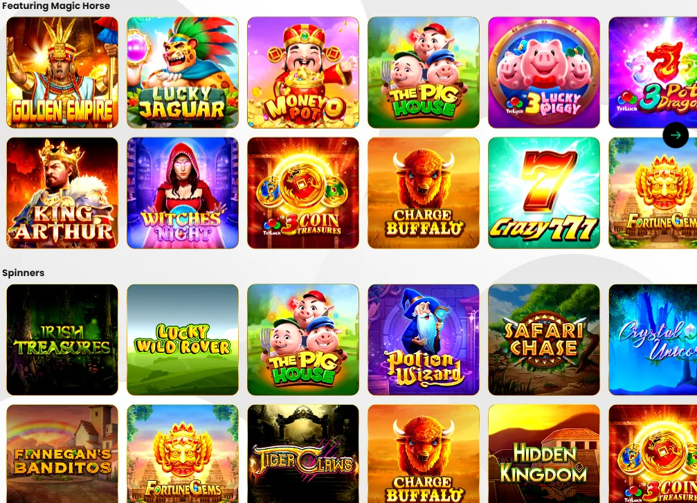 Games offered at Horseplay casino