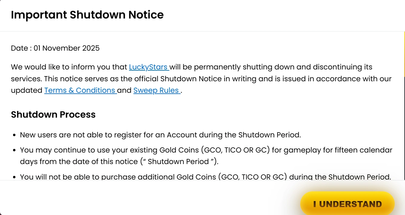 LuckyStars Notice