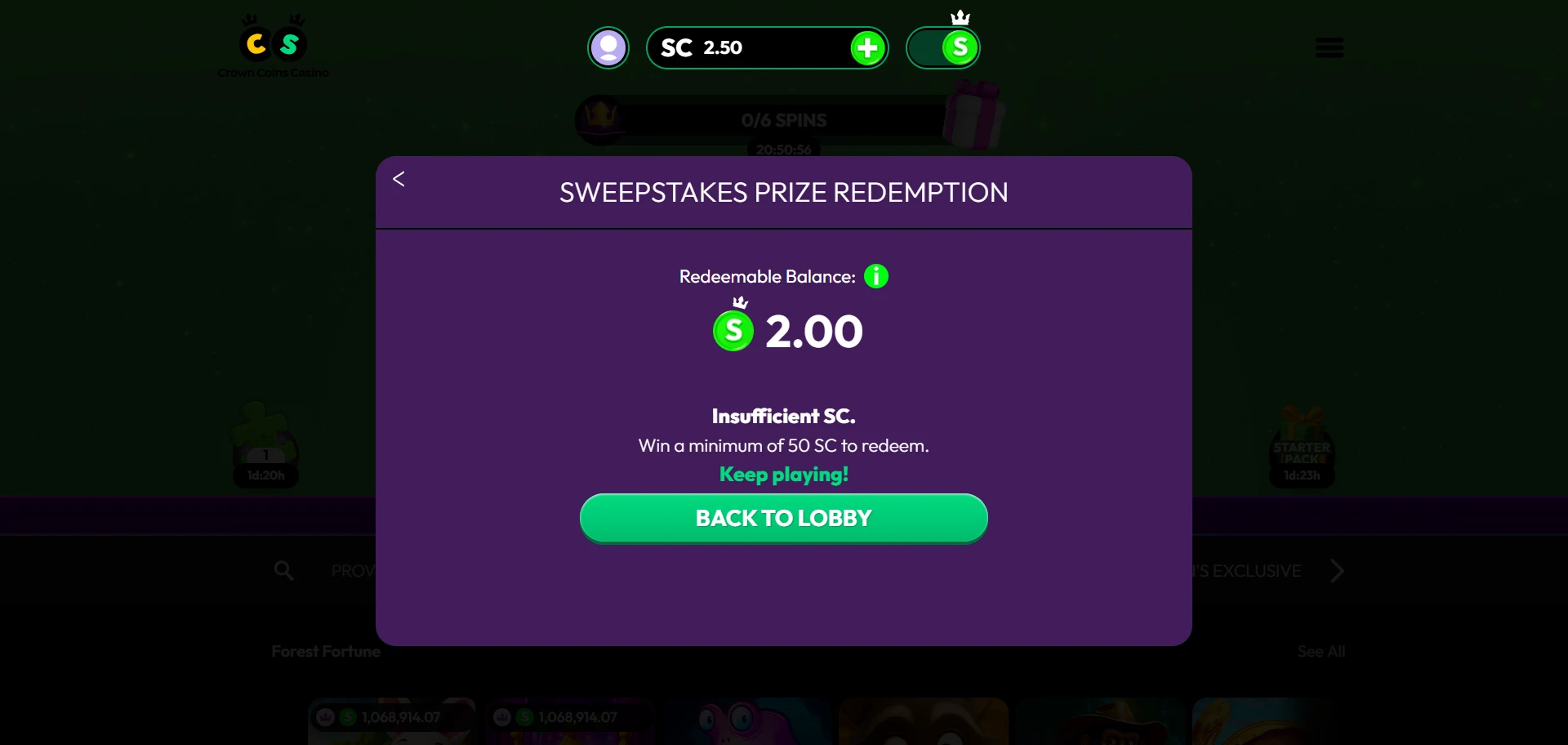 Sweepstakes prize redemption