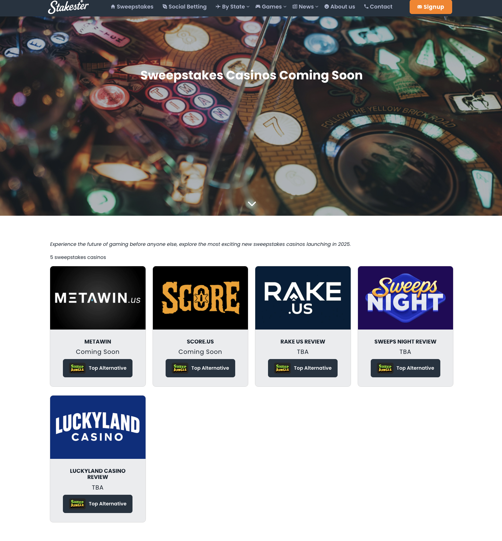 Sweepstakes Casino Directory (USA 2026) | Stakester