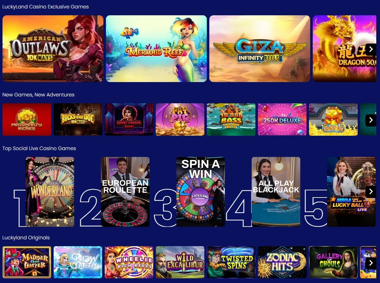 LuckyLand Casino Games