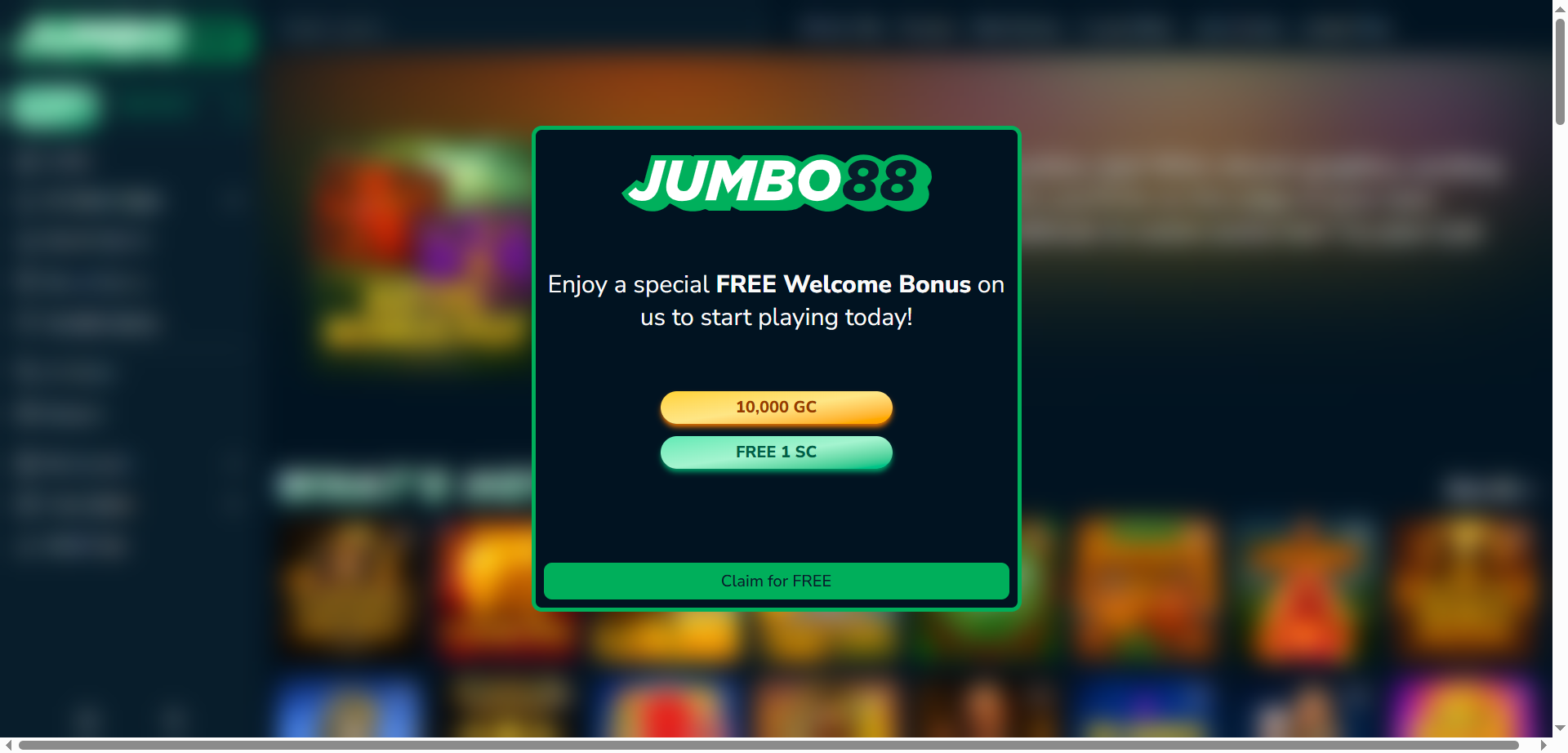 Jumbo88 Sweepstakes Casino Welcome Bonus