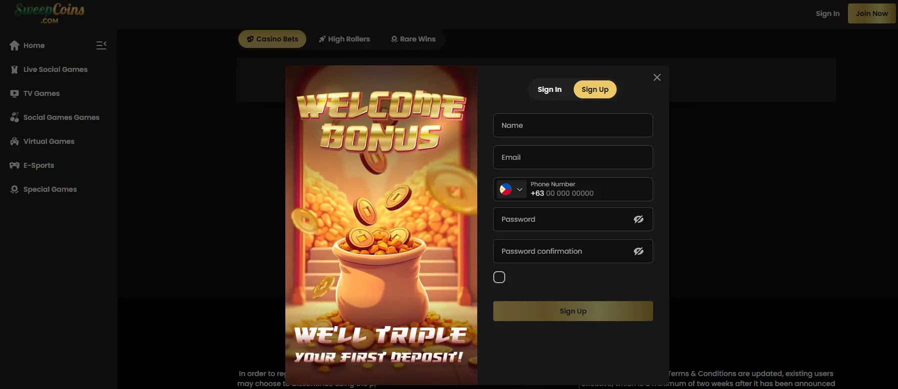 sweepcoins bonus