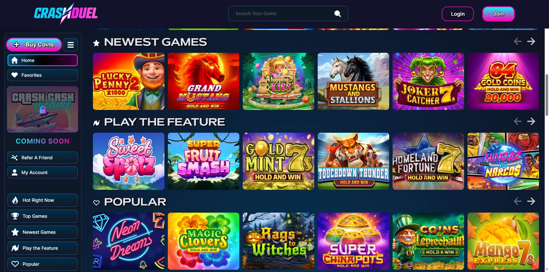 Crash games at CrashDuel