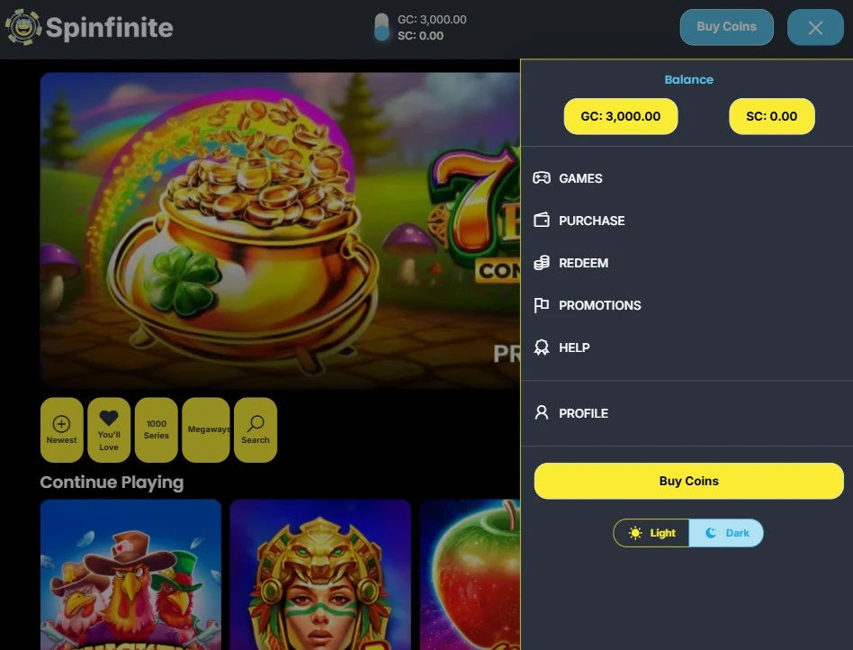 Spinfinite Sweepstakes Casino
