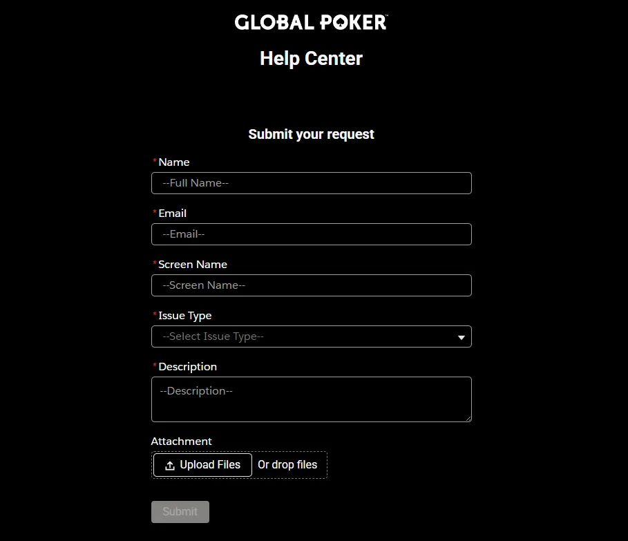 Global Poker Customer Support
