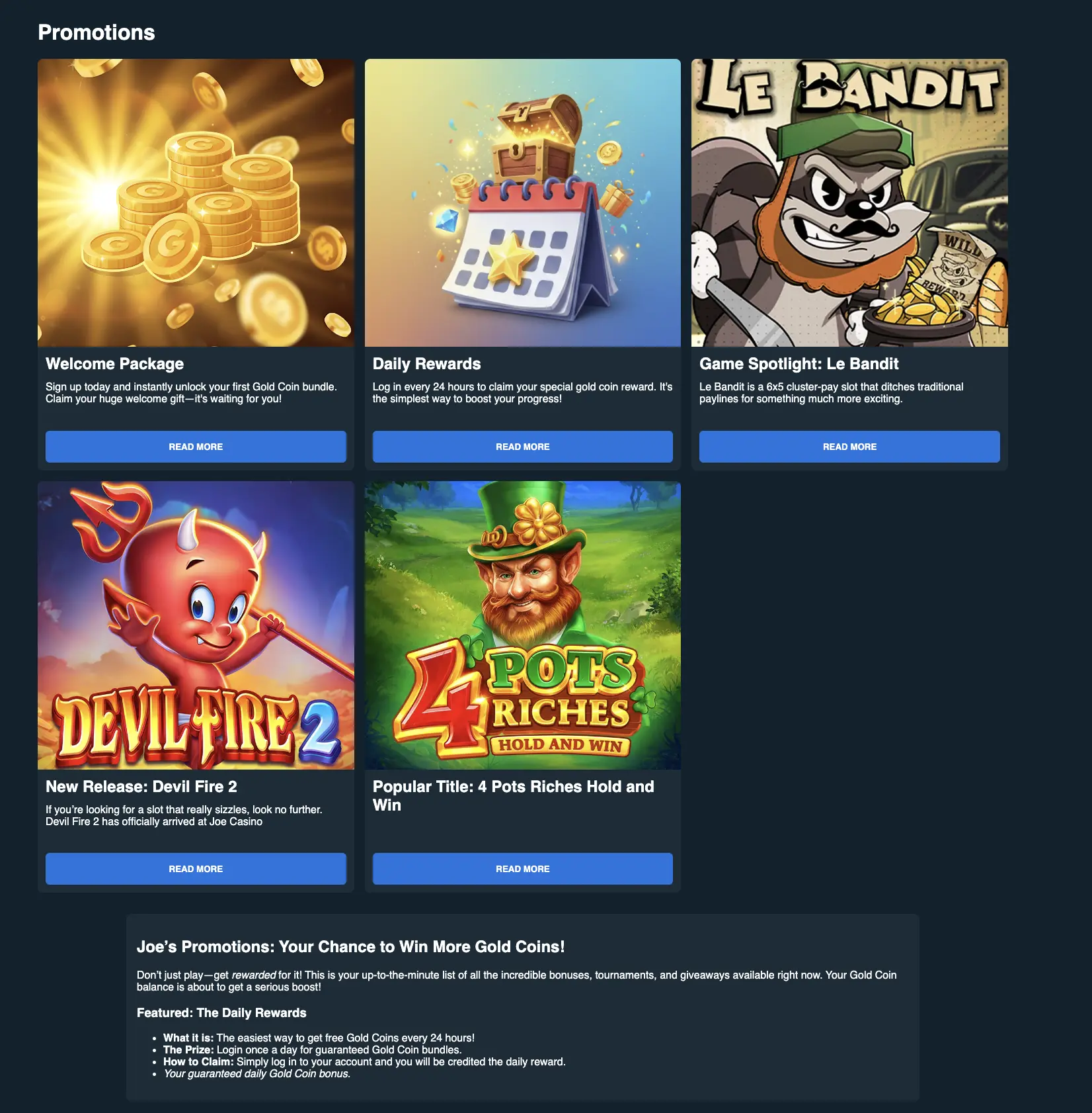 JoeCasino Bonus