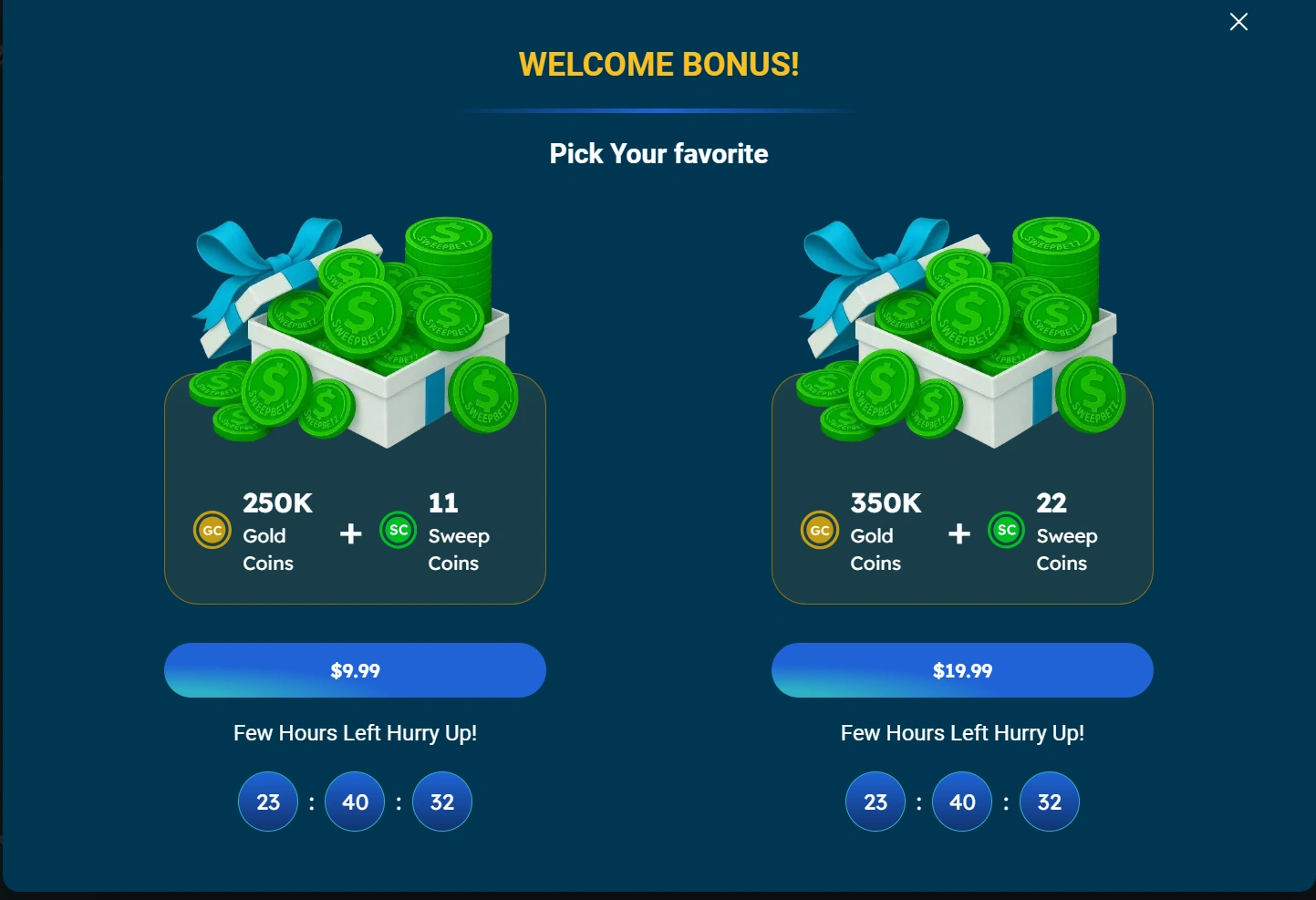 SweepBetz Welcome Bonus