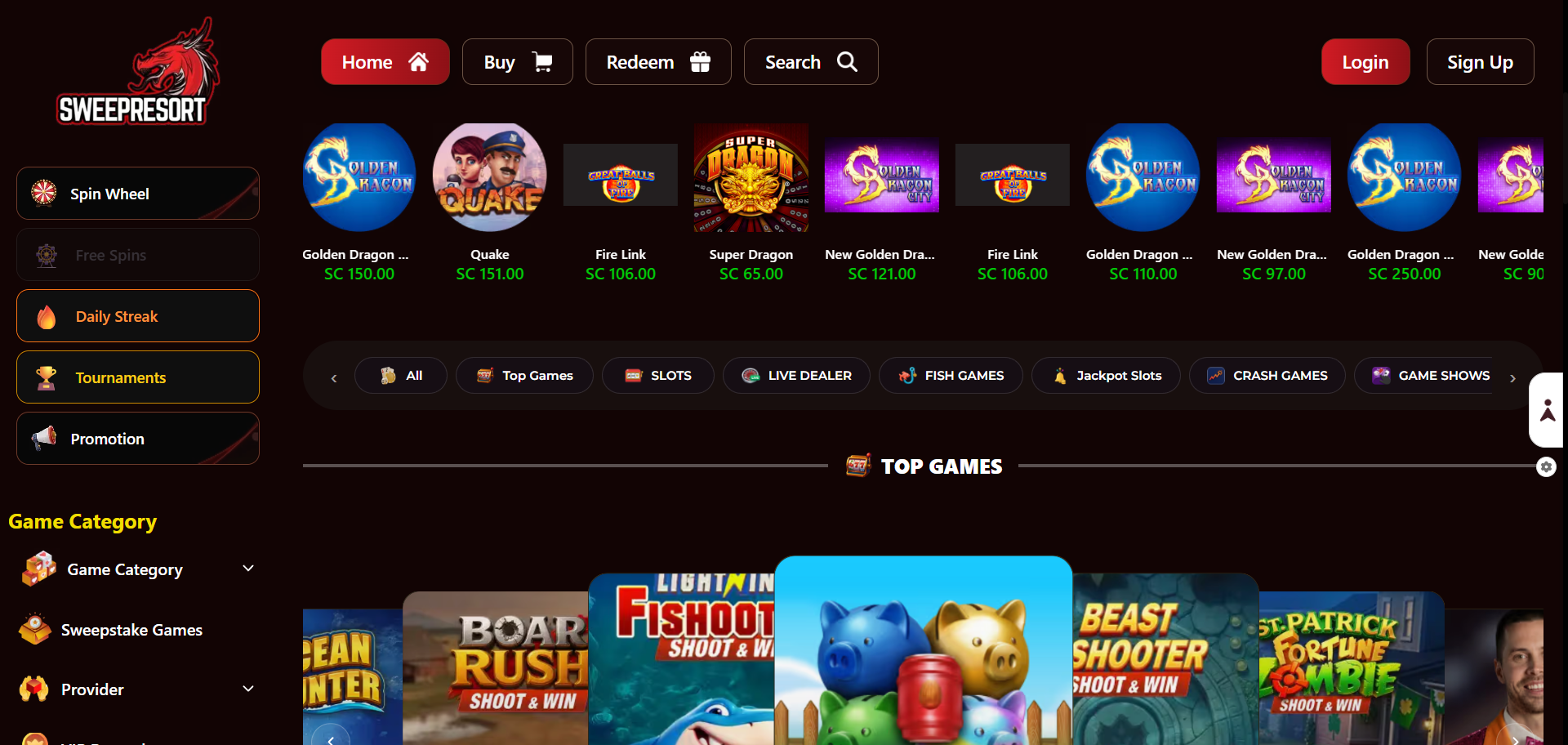 sweep resort homepages