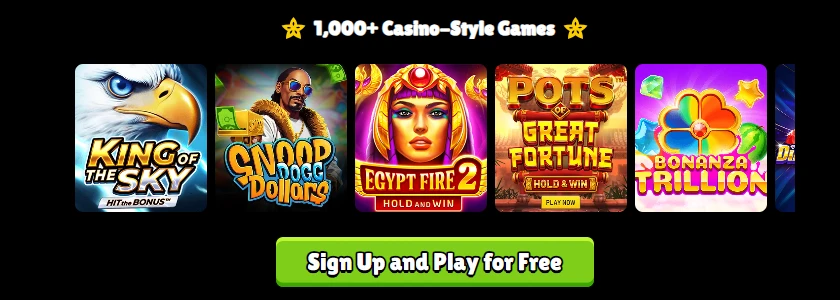 Over 1000 casino-style games offered at SweepJungle
