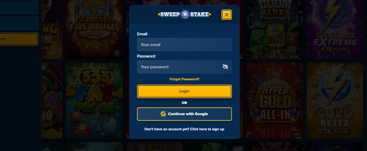 Sweepnstake sign up