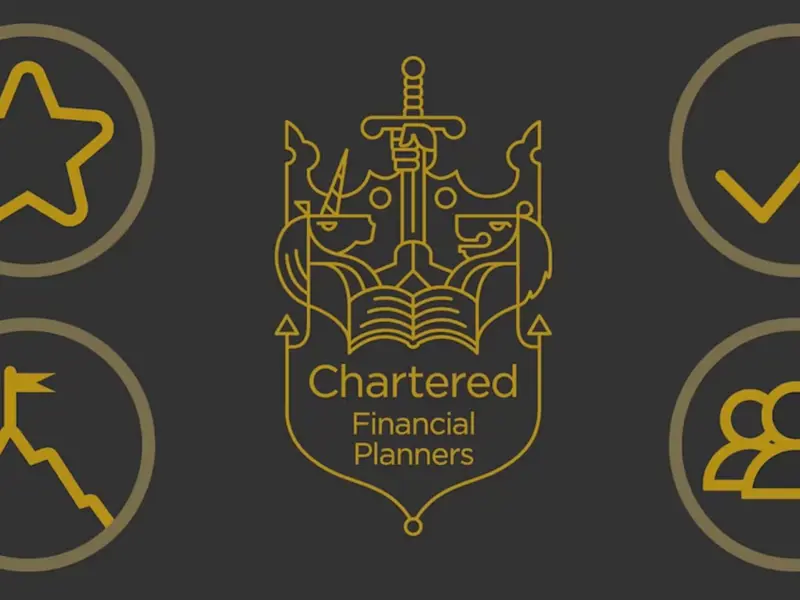 Chartered Financial Planners emblem with gold icons
