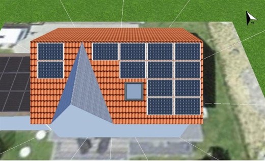 Das Bild zeigt eine Foto von einem Dach mit Solarpanel